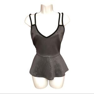 Body Central Peplum Strappy Top Racerback Black Women's Size M Stretch Athletic